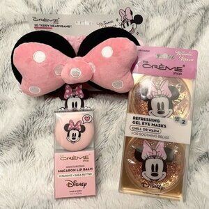 Minnie Mouse Creme Shop Bundle Pink Bow Spa Headband Lip Macaron Gel Eye Masks